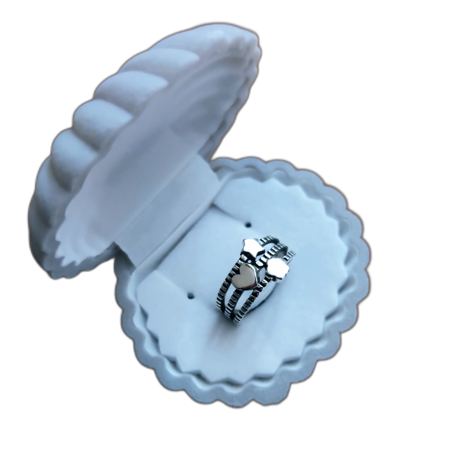 Estuche joyero Concha de Terciopelo gris 2